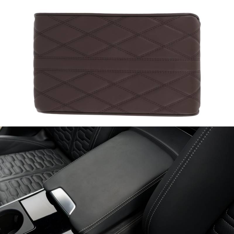 Hihaha Auto Mittelkonsole Abdeckung Mittelkonsole Kissen 12,6"x6,69"x1,97" Dunkelbraunes Nappaleder von Hihaha