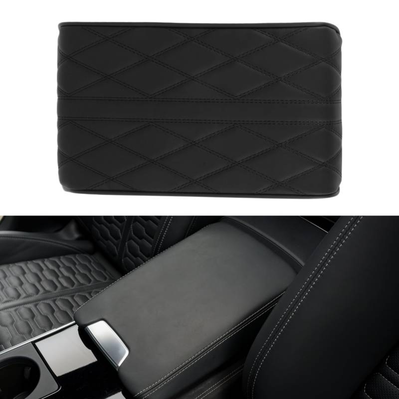 Hihaha Auto Mittelkonsole Abdeckung Mittelkonsole Kissen 12,6"x6,69"x1,97" Schwarz Nappa Leder von Hihaha