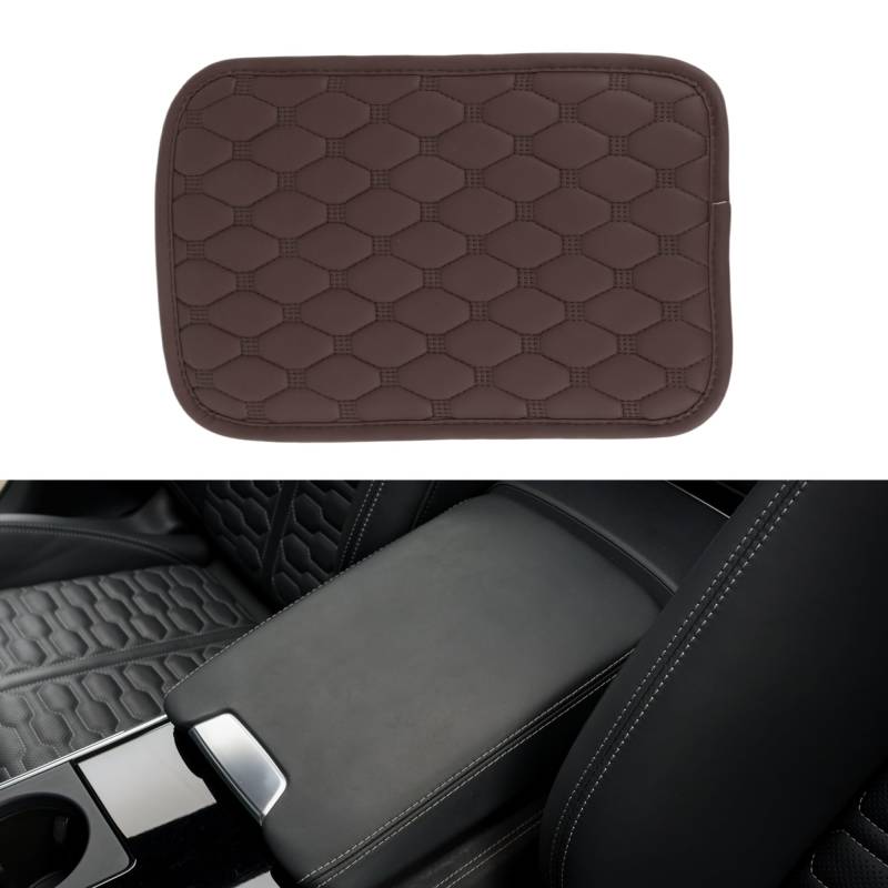 Hihaha Auto Mittelkonsole Abdeckung Mittelkonsole Kissen mit Aufbewahrungstasche 11.81"x7.87"x0.59" Dunkelbraunes Nappaleder von Hihaha