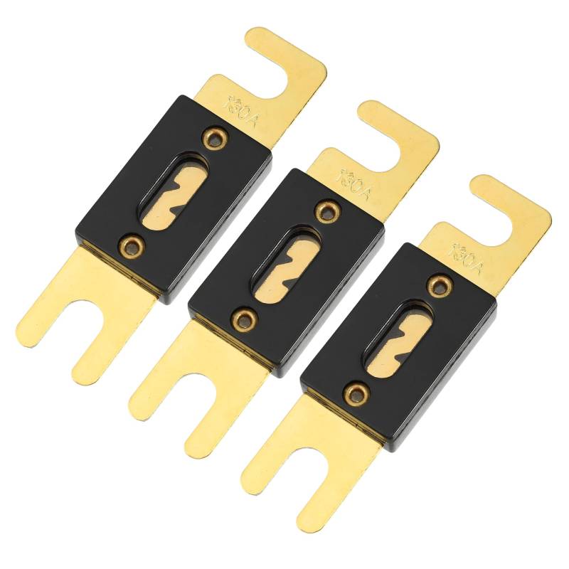 Hihaha Mini ANL Sicherungen 130A / Innere Audio-CD-Sicherung für Auto Motorrad Boot/strapazierfähiges Kunststoff-Metall / 3 Stück Goldton Schwarz von Hihaha