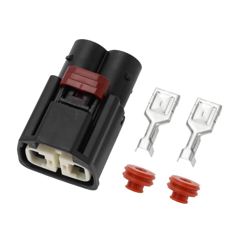 Hihaha Stecker für Servolenkpumpe für Mercedes Benz/Innenweiblicher Drahtanschlussstecker/Wasserdichter Kunststoff verzinntes Kupfer 9,5 mm Serie / 1 Satz Schwarz 2 Pin von Hihaha