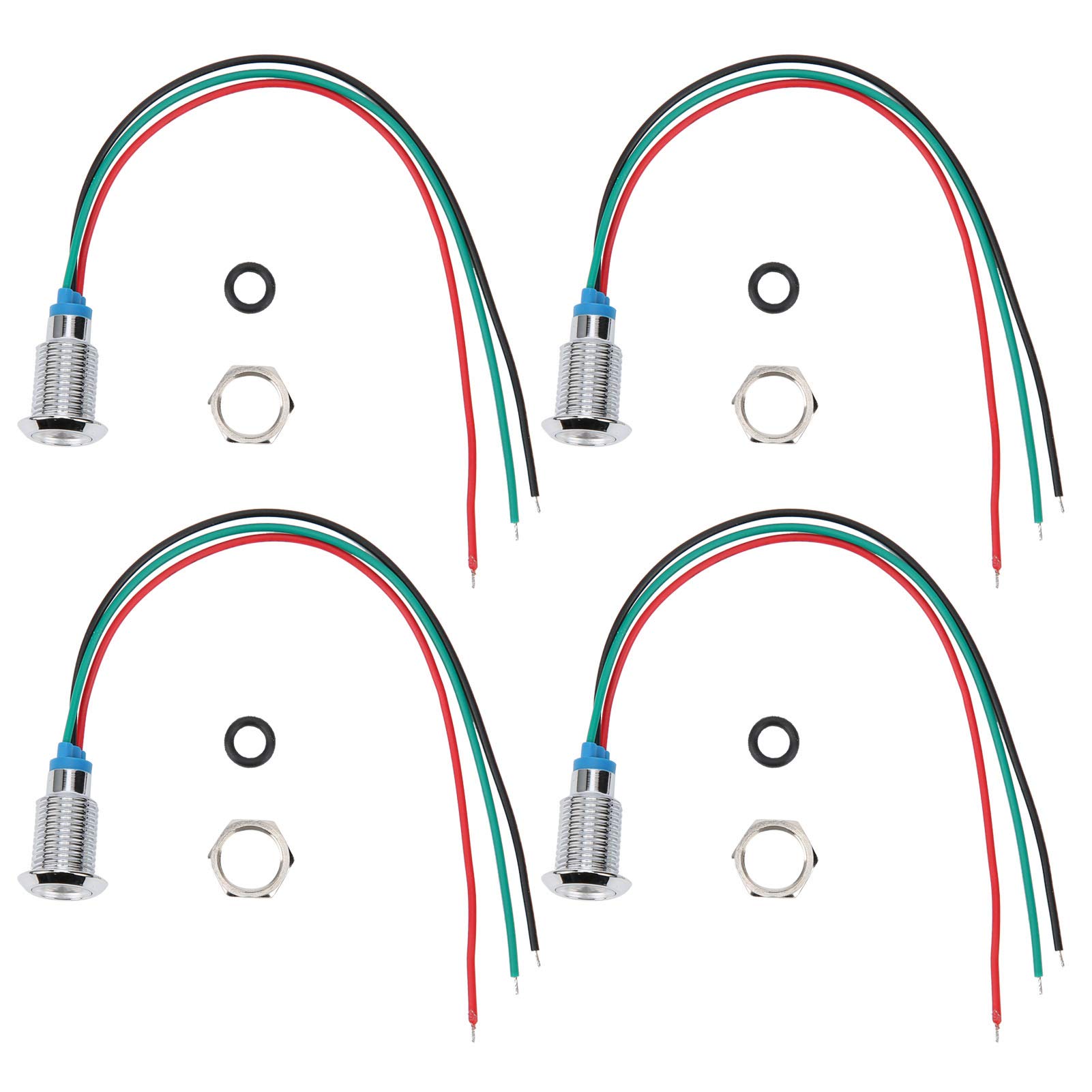 4 Sätze Common Anode Round LEDs, 10 mm vorverdrahtete zweifarbige LED Wasserdichte Kontrollleuchte 12-24V(Rot und Grün) von Hililand