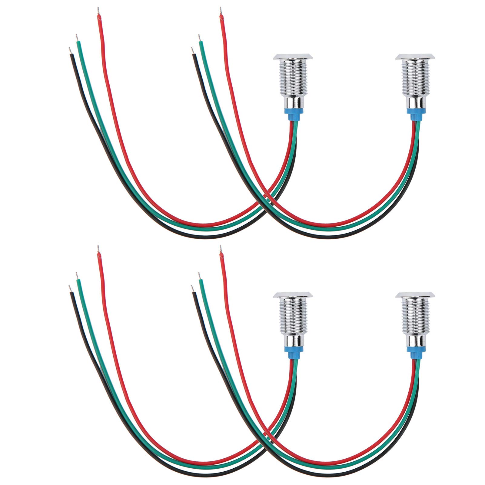 4 Sätze Common Cathod Round LEDs, 10 mm vorverdrahtete zweifarbige LED-wasserdichte Metall-Kontrollleuchte 12-24 V.(Rot und Grün) von Hililand
