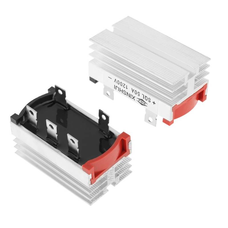 Hilitand Brückengleichrichter, 2 Stück, 3-Phasen-Diode, 50 A, 1200 V, Aluminium, Rot von Hilitand