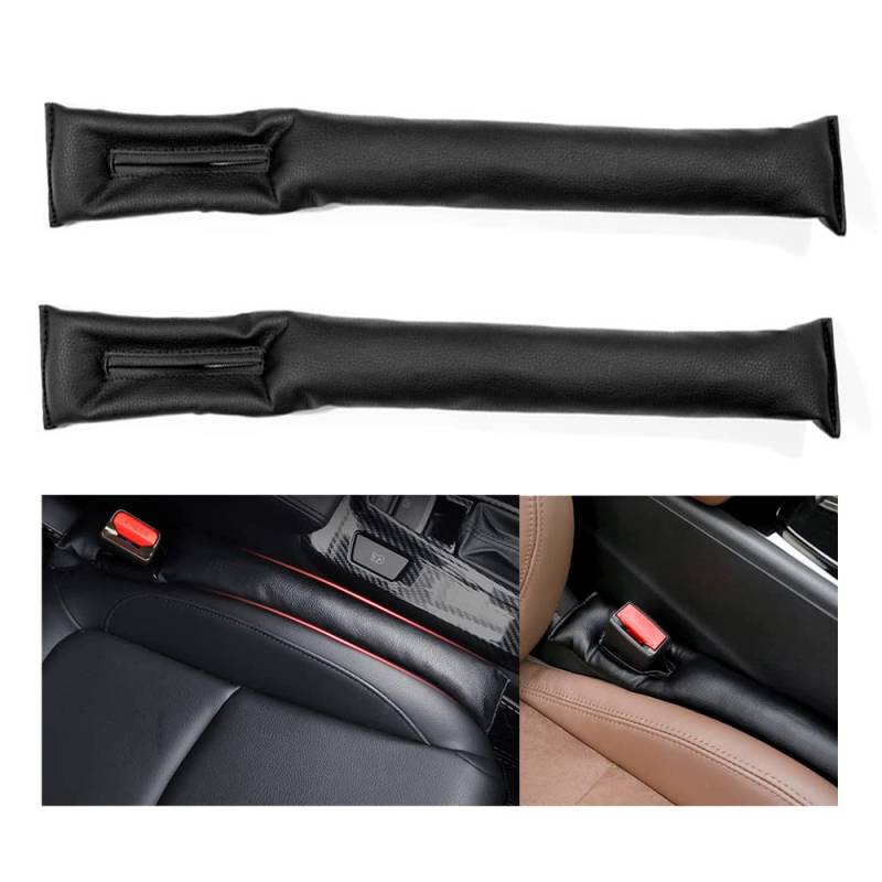 Lückenfüller Auto, Hillylolly 2 Stücke Antidrop Autositz Lückenfüller Schwarz, Sitzlückenfüller fürs Auto, Kunstleder Autositz-Lückenfüller, Autositz Lückenfüller, 46 * 7CM, fürs Auto, PKW, SUV, LKW von Hillylolly