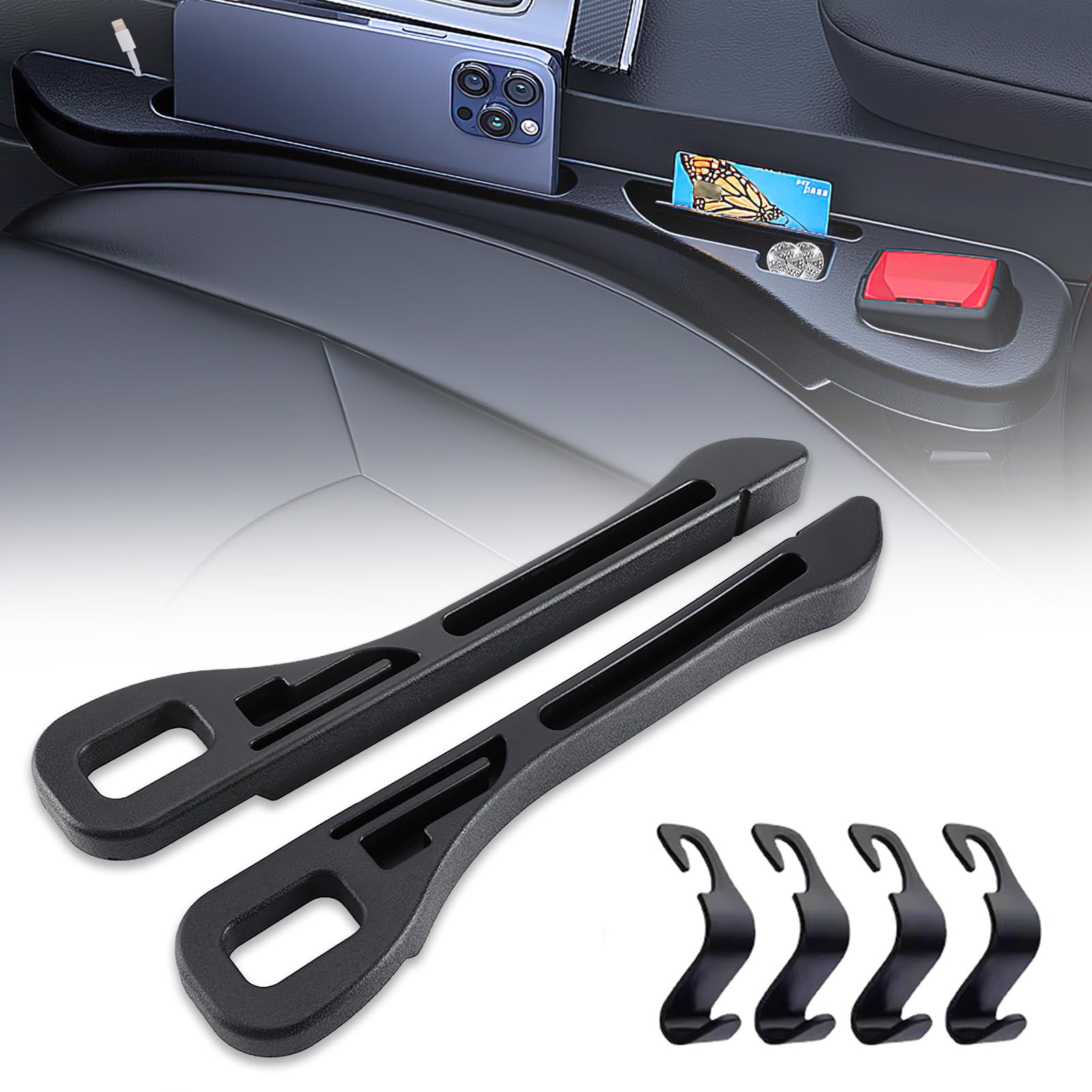 Lückenfüller Auto, Hillylolly 2 Stücke Autositz Lückenfüller, Sitzlückenfüller Mit 4 Sitzhaken, Schwarz, 43 * 8CM, fürs Auto, PKW, SUV, LKW Lückenfüller Auto, Hillylolly 2 Stücke Autositz Lückenfüller, Sitzlückenfüller Mit 4 Sitzhaken, Schwarz, 43 * 8CM, fürs Auto, PKW, SUV, LKW von Hillylolly