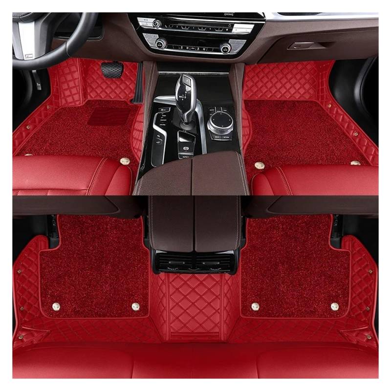 Autofußmatten Für Benz E W212 2009-2013 Innenraum Autozubehör Zweischichtige Farb-Auto-Fußmatten Fußmatten Autoteppich(Red) von Himwqfuh