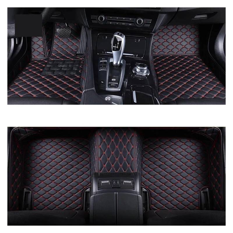 Autofußmatten Für Ford Für F150 Für F 150 2009-2014 2 Türen Auto Teppiche Fuß Coche Zubehör Auto Fußmatten Fußmatten Autoteppich(Black Red) von Himwqfuh
