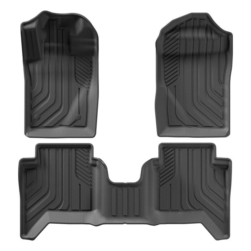 Autofußmatten Für Ford Für Ranger 2024 2025 US-Version Fit 5FT 59.6Bed Auto LKW-Ladeflächenmatten-Liner Kofferraum-Ladeflächen-Liner Schwarz TPE 3D-Fußmatten-Set Fußmatten Autoteppich(LHD 3PCS*) von Himwqfuh
