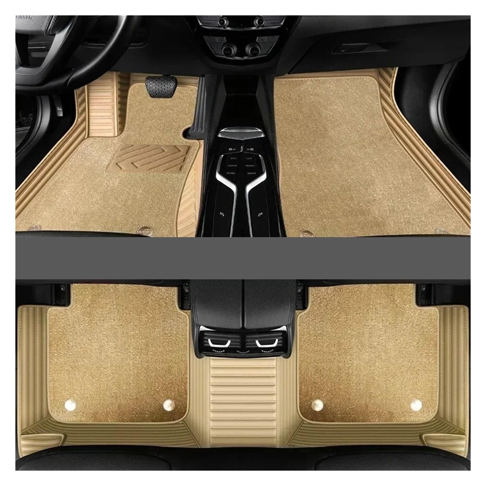 Autofußmatten Für Lexus ES 2006-2012 Innenausstattung PU-Leder + Nano-Samt-Auto-Bodenmatte Fußmatten Autoteppich(Black) von Himwqfuh