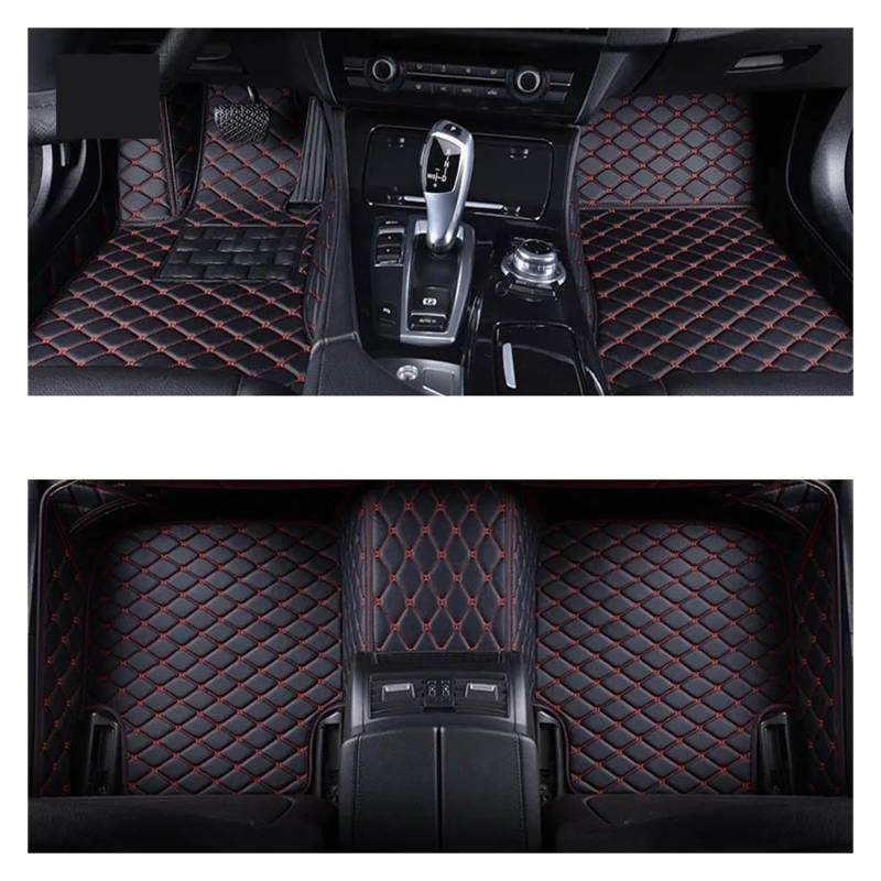 Autofußmatten Für Peugeot 308 2016-2019 Auto Teppiche Fuß Coche Zubehör Auto Fußmatten Fußmatten Autoteppich(Black Red) von Himwqfuh