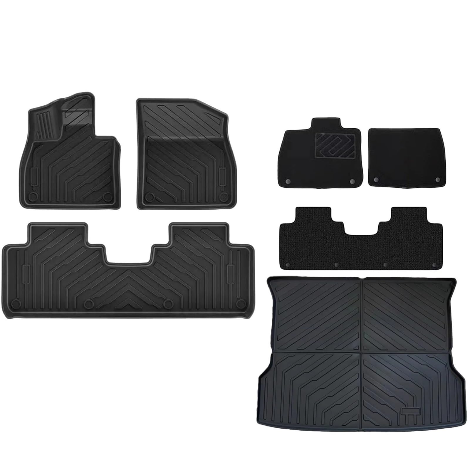 Autofußmatten Für Xpeng G6 Auto-Fußmatten Und Kofferraumwanne TPE 3D Für Xiaopeng Fußmatte Wasserdicht Geruchlos Tablett-Set Schwarz Fußmatten Autoteppich(7PCS Blanket Set) von Himwqfuh