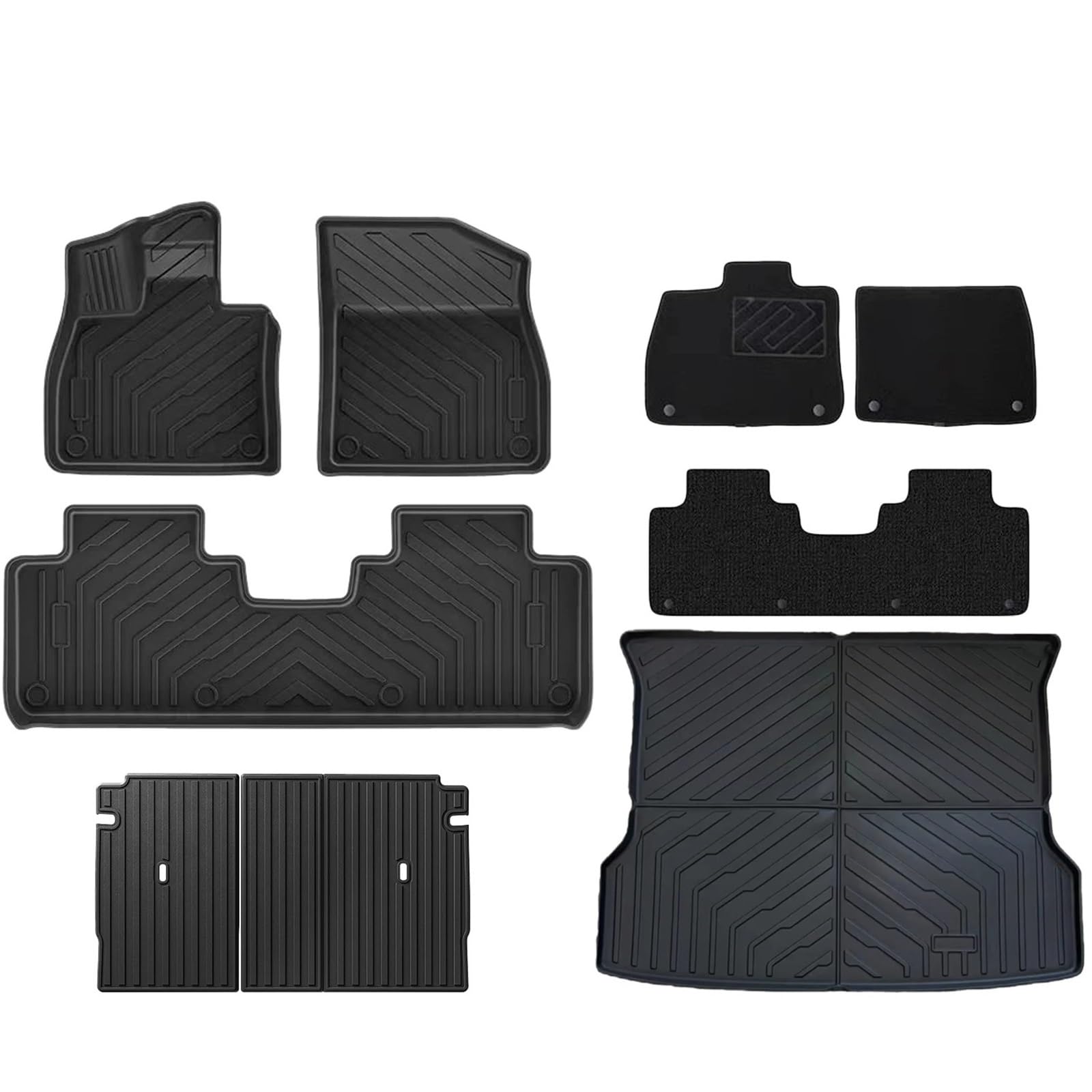 Autofußmatten Für Xpeng G6 Auto-Fußmatten Und Kofferraumwanne TPE 3D Für Xiaopeng Fußmatte Wasserdicht Geruchlos Tablett-Set Schwarz Fußmatten Autoteppich(9PCS Full Set) von Himwqfuh