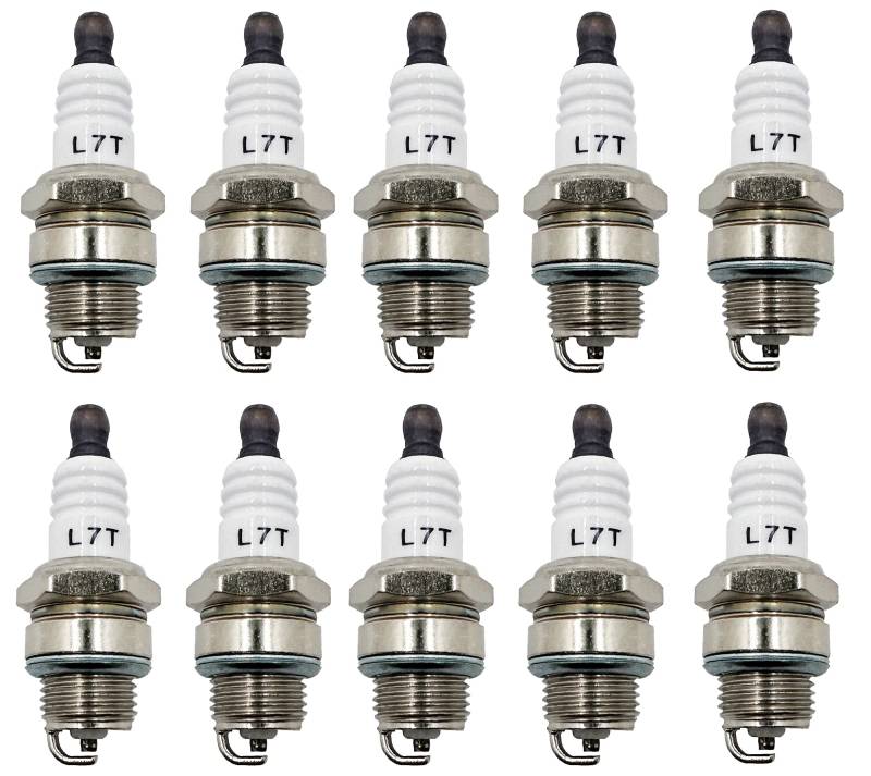Hippotech 10 Stück L7T Zündkerze für 2-Takt 33cc 43cc 47cc 49cc Pocket Bike Mini Chopper für Partner 350 351 Sägen Kettensäge Trimmer ersetzt BPM7A BM6A RCJ6Y RCJ7Y Zündkerze von Hippotech