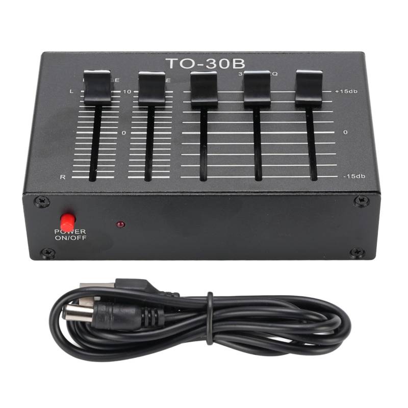 Hiraith Phono Preamp EQ 2 Channel Digital Sound Equalizer 3 Band 12 DB Hohe Mittelgroße Einstellung Ausgeglichener Lautstärkeregler 5V -Adapter für Plattenspieler von Hiraith
