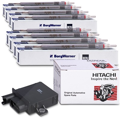 Hitachi Glühzeitsteuergerät + 8x Glühkerze für Mercedes-Benz von Hitachi