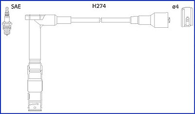 Hitachi Zündleitungssatz bestehend aus 4 Stück [Hersteller-Nr. 134775] für Mercedes-Benz von Hitachi