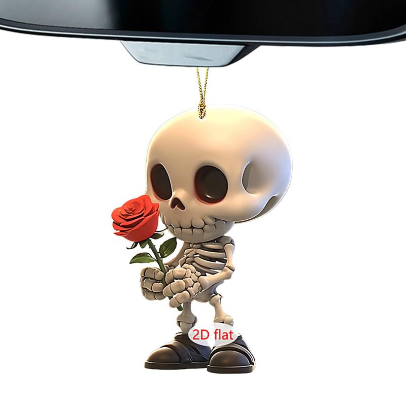 Hitburu Totenkopf Deko Für Auto - 2D Acryl Totenkopf Paar Auto Aufhängbare Deko | Skelett-Anhänger Für Halloween-Dekoration Zuhause & Fahrzeug von Hitburu