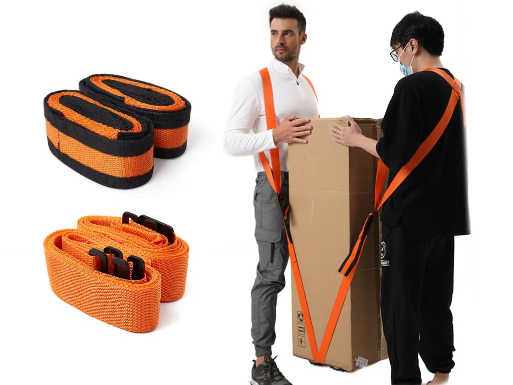 Hitopin 2-Personen-Tragegurt, Textilgurt, 350 kg Tragfähigkeit, Orange, Polyester, Schnalle, für sicheren Transport von Möbeln und Haushaltsgeräten von Hitopin