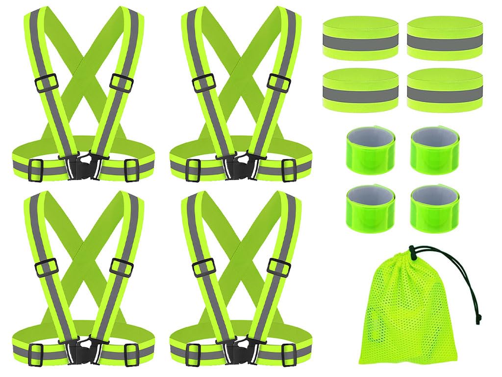 Hitopin 4PCS Reflektierende Warnweste Einstellbar, 4PCS Reflektierendes Armbands, 4PCS Reflektorbänder Schnapparmbänder Con Netzbeutel, Reflektorbänder Warnweste, Reflektierende Sicherheitsweste Set Hitopin 4PCS Reflektierende Warnweste Einstellbar, 4PCS Reflektierendes Armbands, 4PCS Reflektorbänder Schnapparmbänder Con Netzbeutel, Reflektorbänder Warnweste, Reflektierende Sicherheitsweste Set von Hitopin
