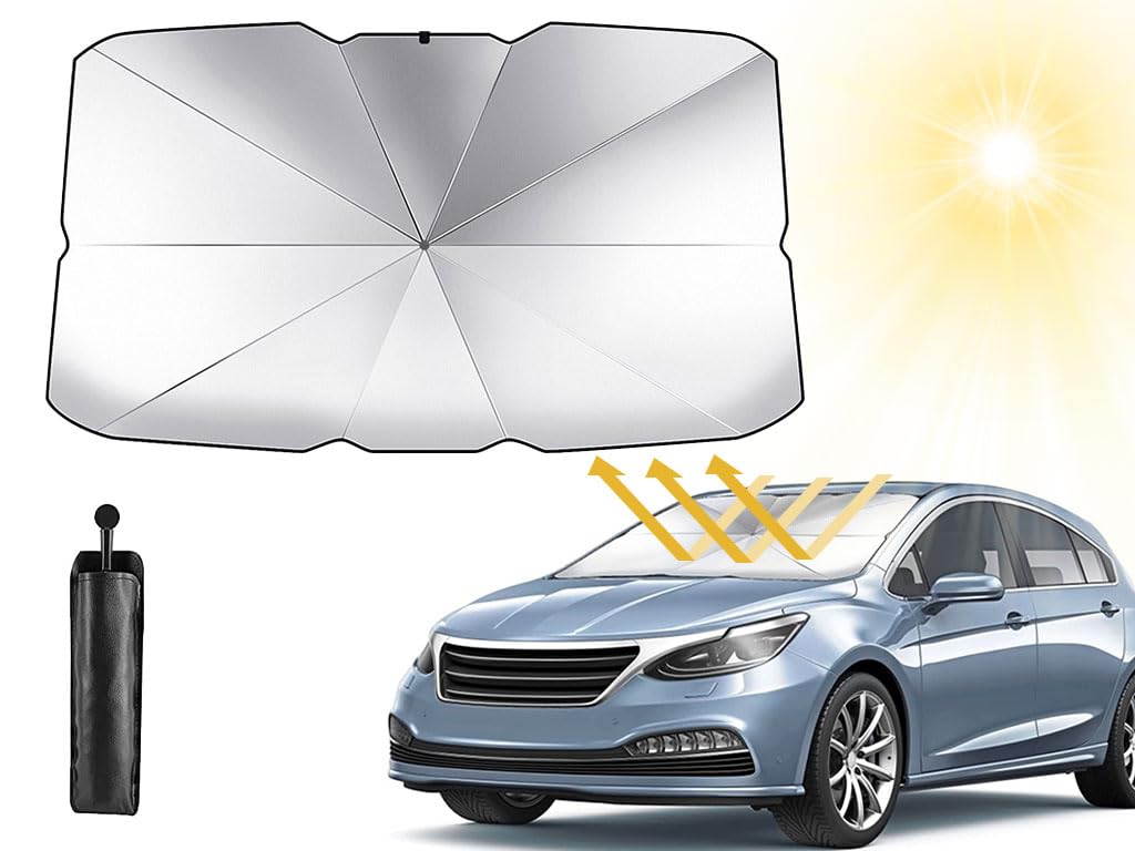 Hitopin Sonnenschutz Auto Frontscheibe, Auto Windschutzscheibe Sonnenschutz Regenschir, Faltbarer UV-Schutz Auto Sonnenschirm, für die Windschutzscheibe für die Meisten Autos von Hitopin