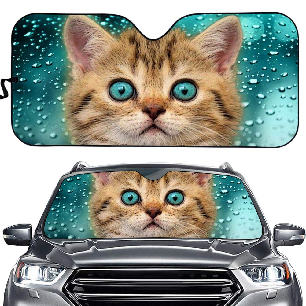 Hixingo Auto Frontscheibe, 3D Tier Katze Motiv Sonnenschutz für Windschutzscheibe, Frontscheibenabdeckung, Faltbares Design Auto Sonnenschutz, UV-Schutz, für meisten Autos (ägyptische Katze) von Hixingo