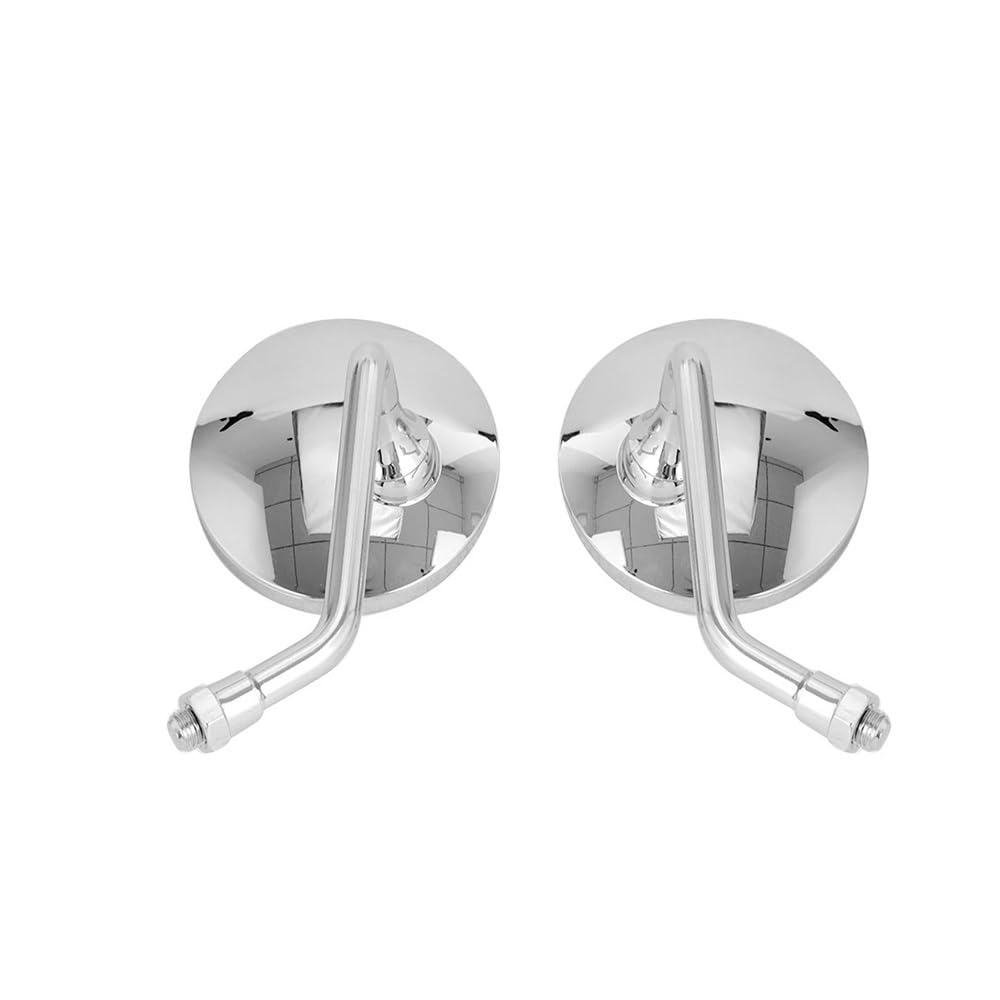 1 Paar Universal Motorrad Rückspiegel 8mm/10mm Aluminium Runde Rearview Außenspiegel Für(Chrome 8mm) von Hjiaodq