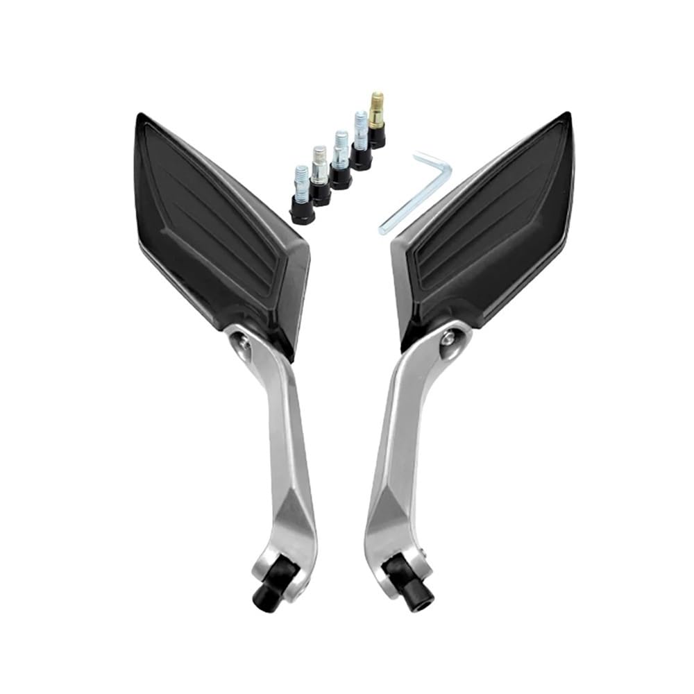 2PCS Motorrad Rearview Außenspiegel Motorrad Mit 10/8MM Gewinde Schrauben(Black) von Hjiaodq