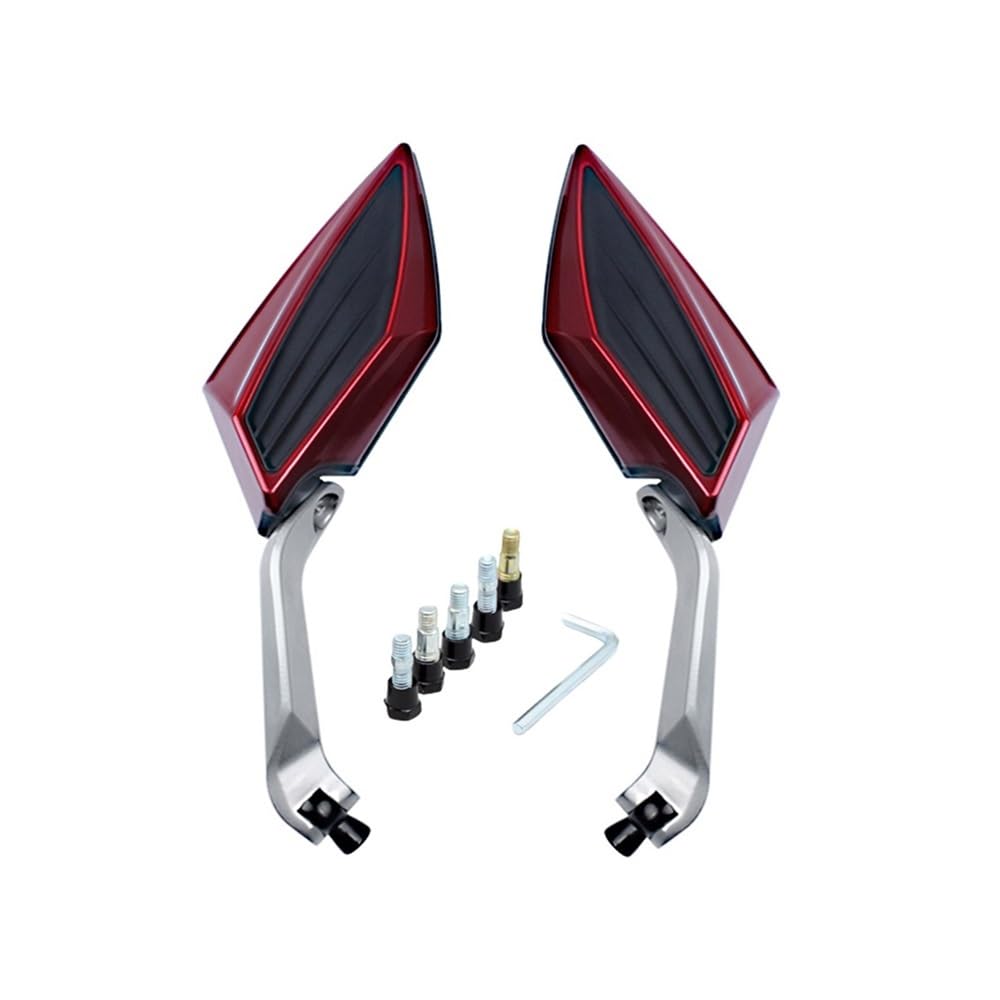 2PCS Motorrad Rearview Außenspiegel Motorrad Mit 10/8MM Gewinde Schrauben(Red) von Hjiaodq