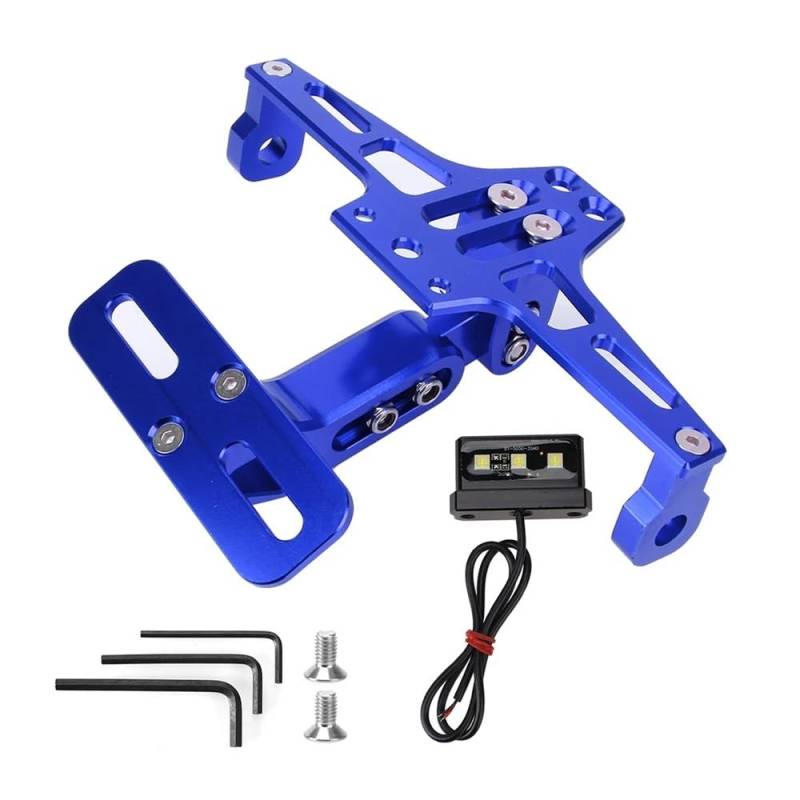 Nummernschildhalterung CNC Aluminium Motorrad Kennzeichenhalter Rahmen Licht Halterung Universal(2PCS Blue) von Hjiaodq