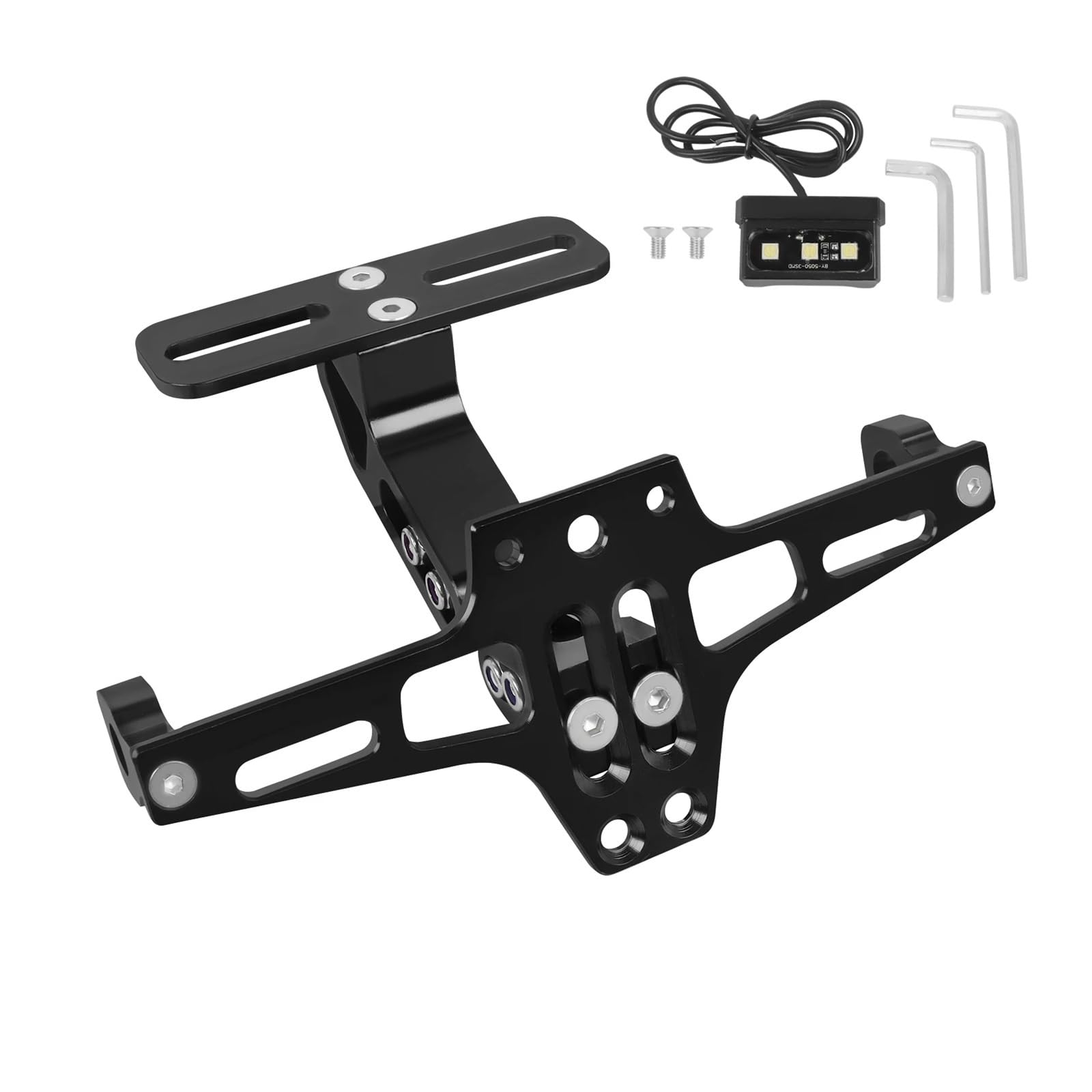 Nummernschildhalterung Für Motorrad Hinten Kennzeichen Halterung Halterung Mit Licht(Black) von Hjiaodq