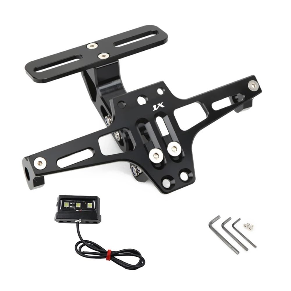 Nummernschildhalterung Für YZ80 Motorrad Einstellbare Hinten Schwanz Ordentlich Kennzeichenhalter Halterung Licht Zubehör(Black) von Hjiaodq