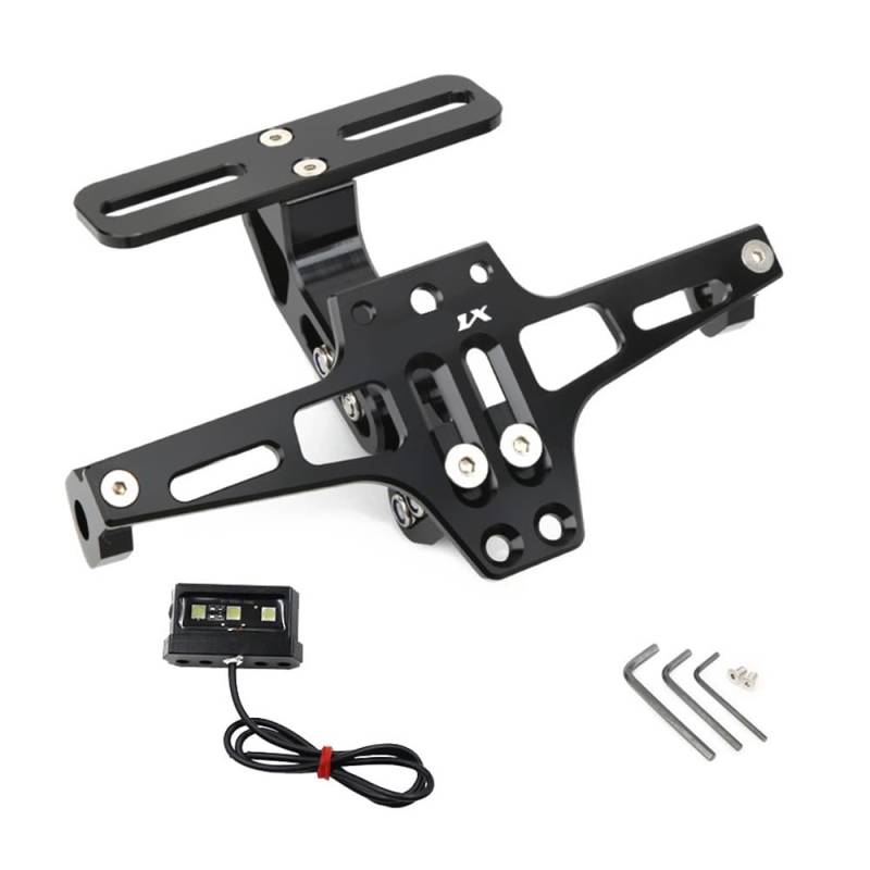 Nummernschildhalterung Für YZ80 Motorrad Einstellbare Hinten Schwanz Ordentlich Kennzeichenhalter Halterung Licht Zubehör(Black) von Hjiaodq