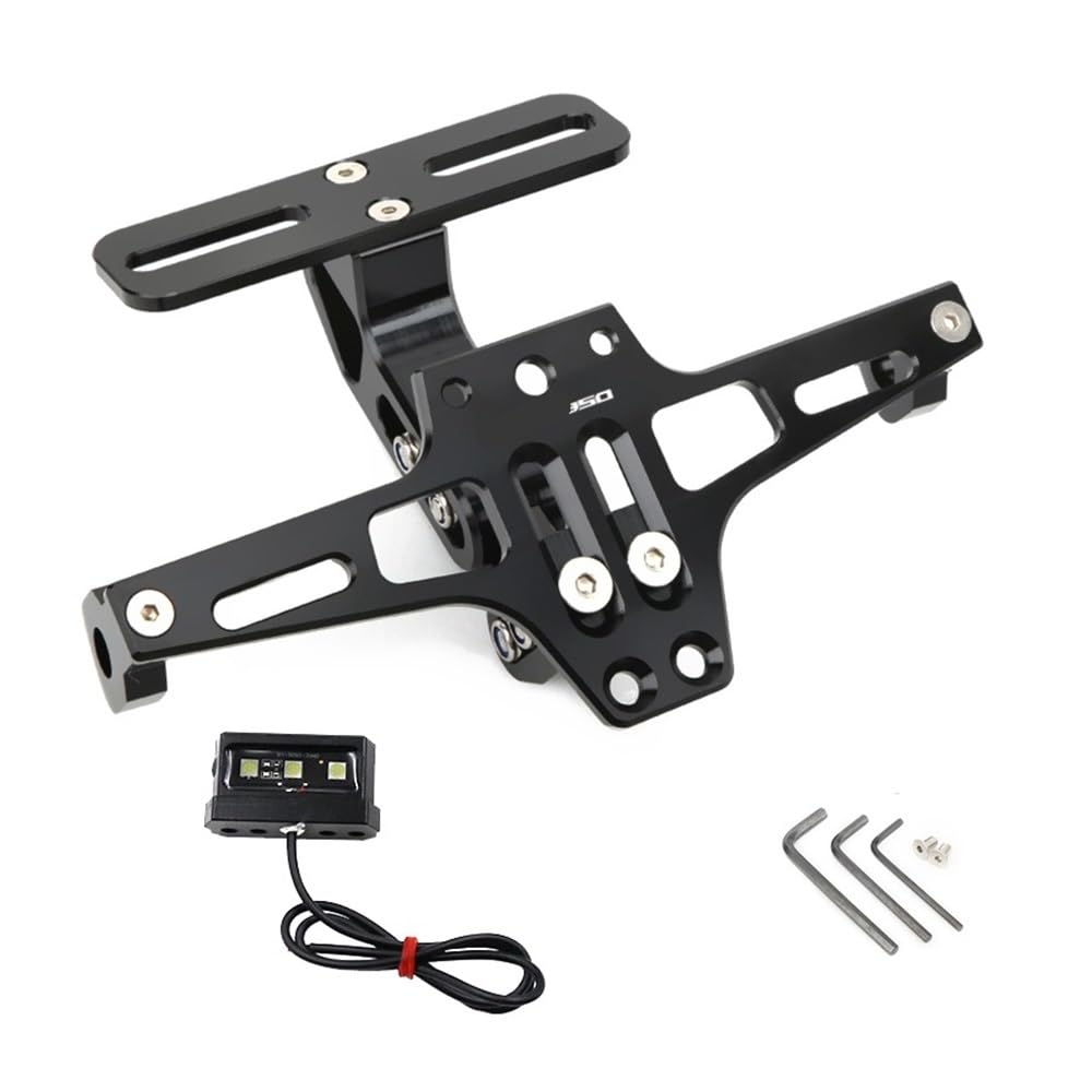 Nummernschildhalterung Motorrad Einstellbare Hinten Schwanz Ordentlich Kennzeichen Halter Halterung Licht Zubehör Für ADV350 2021-2022(Black) von Hjiaodq