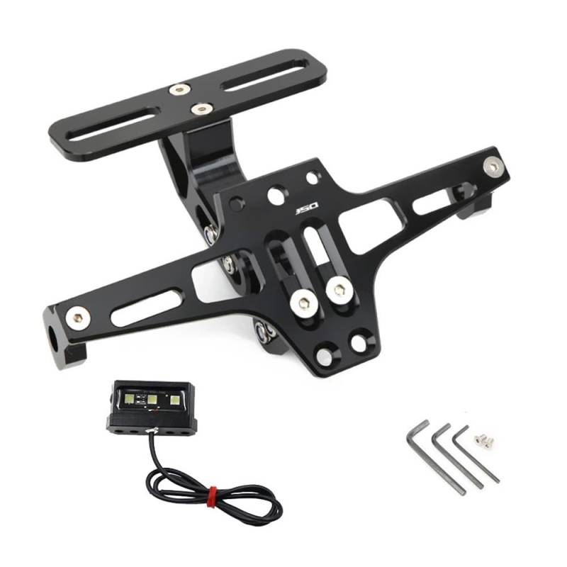 Nummernschildhalterung Motorrad Einstellbare Hinten Schwanz Ordentlich Kennzeichen Halter Halterung Licht Zubehör Für ADV350 2021-2022(Black) von Hjiaodq