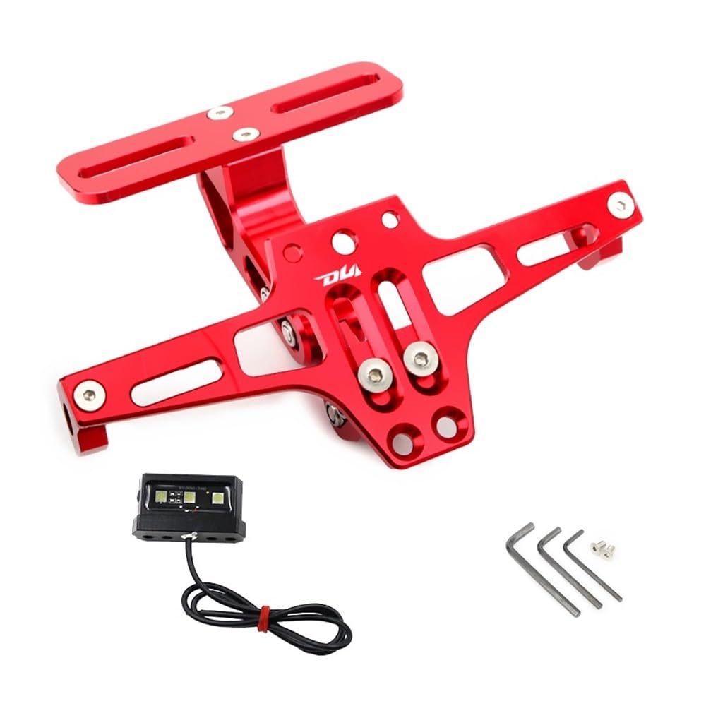 Nummernschildhalterung Motorrad Einstellbare Hinten Schwanz Ordentlich Kennzeichenhalter Halterung Licht Zubehör Für Z800(Red) von Hjiaodq