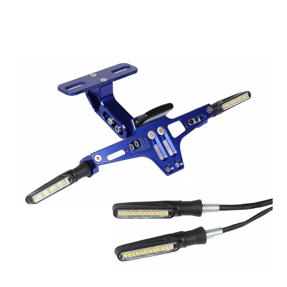 Nummernschildhalterung Motorrad Hinten Kennzeichen Halter Halterung Unterstützung Für Zubehör(Blue 4lights) von Hjiaodq