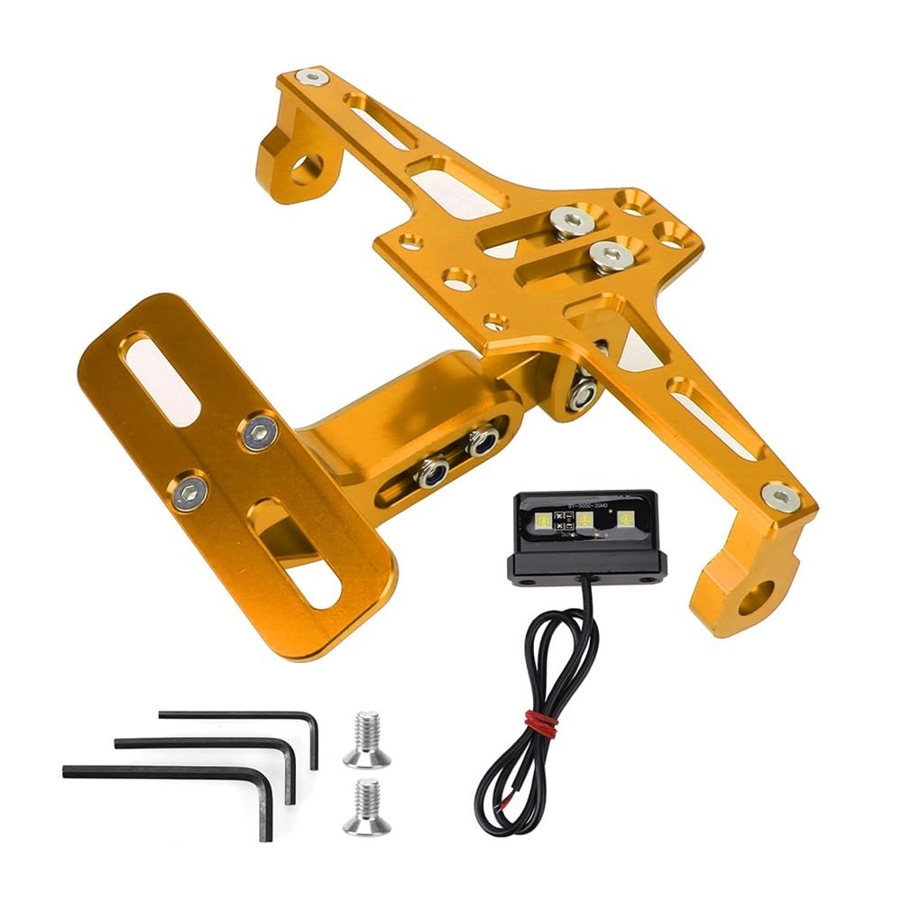 Nummernschildhalterung Motorrad Kennzeichen Halter Rahmen CNC Aluminium Einstellbare Moto Zubehör Licht Halterung(Type a) von Hjiaodq