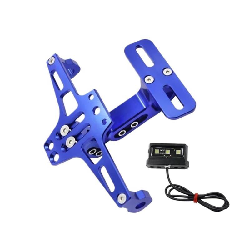 Nummernschildhalterung Motorrad Kennzeichenhalter Universelle Motorrad Heckhalterung Mit Licht(Blue) von Hjiaodq