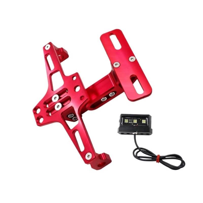Nummernschildhalterung Motorrad Kennzeichenhalter Universelle Motorrad Heckhalterung Mit Licht(Red) von Hjiaodq
