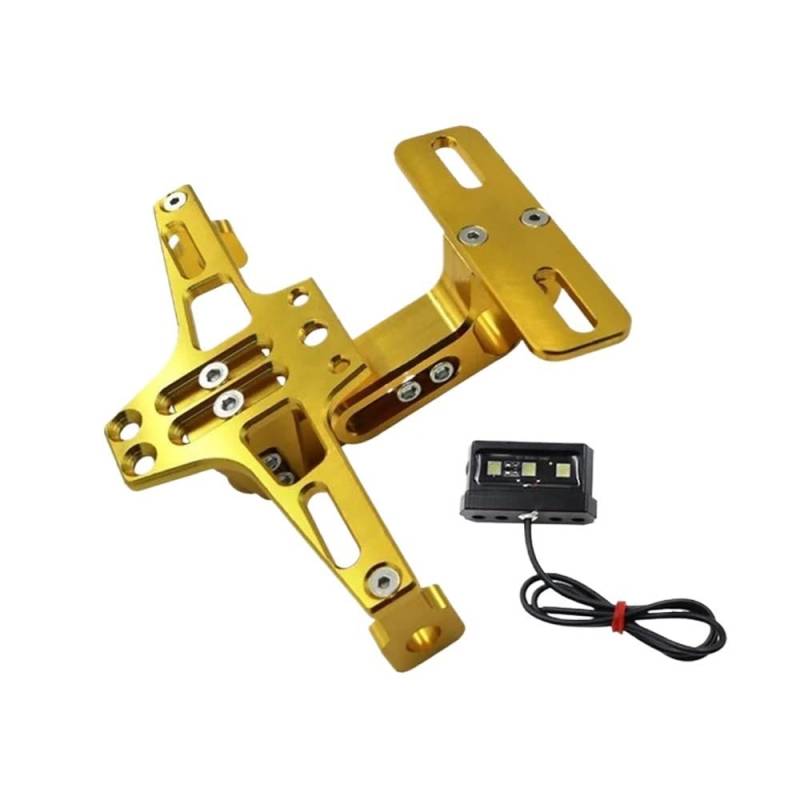 Nummernschildhalterung Motorrad Kennzeichenhalter Universelle Motorrad Heckhalterung Mit Licht(Yellow) von Hjiaodq