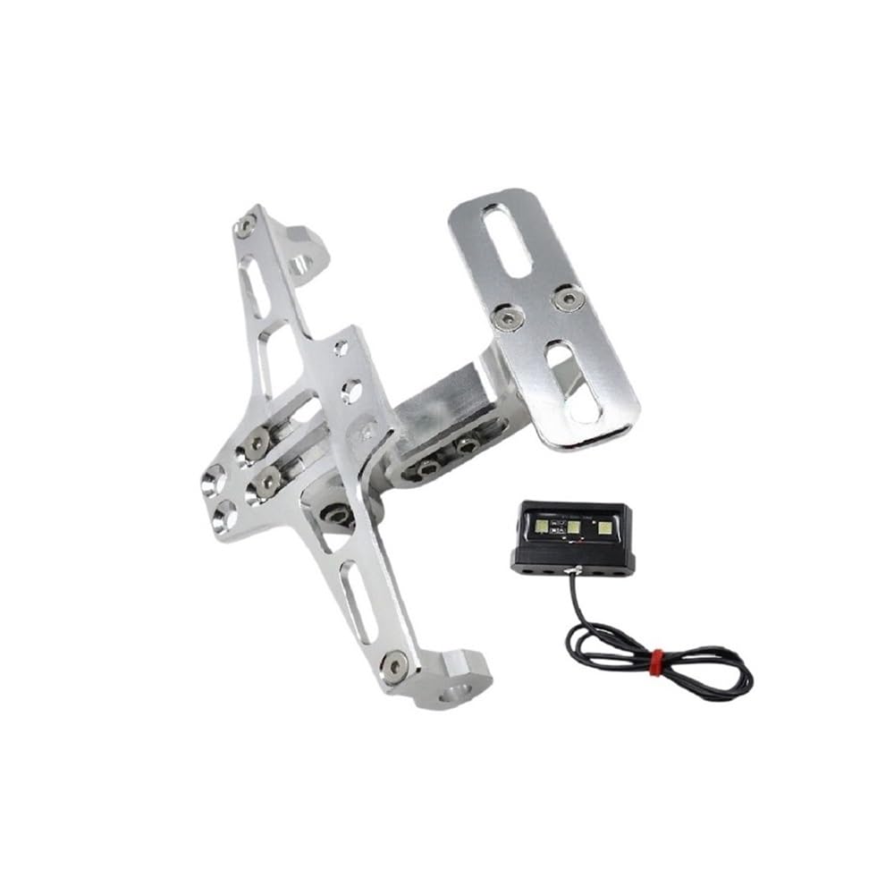 Nummernschildhalterung Motorrad Universal Einstellbare Kennzeichen Halterung Hinten Halter CNC Kennzeichen Halter(White) von Hjiaodq