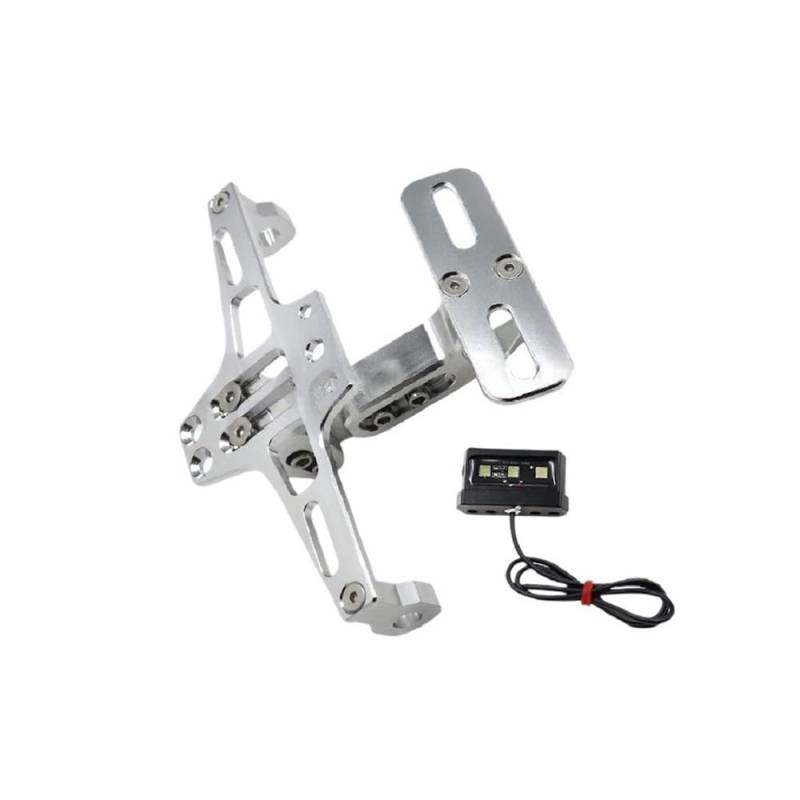 Nummernschildhalterung Motorrad Universal Einstellbare Kennzeichen Halterung Hinten Halter CNC Kennzeichen Halter(White) von Hjiaodq