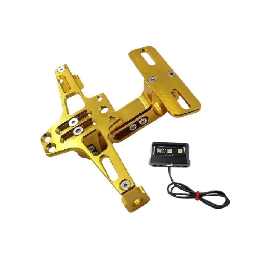 Nummernschildhalterung Motorrad Universal Einstellbare Lizenz Nummer Platte Halterung Hinten Lampe Halter Kennzeichen Halter(Yellow) von Hjiaodq
