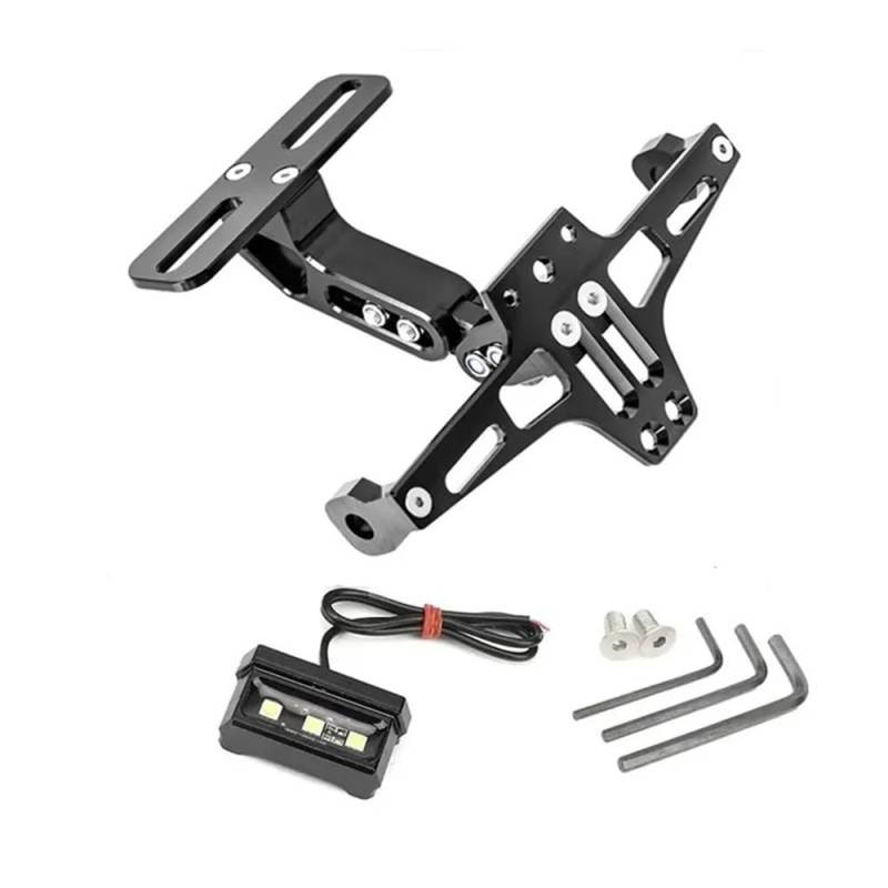 Nummernschildhalterung Universal Motorrad Kennzeichen Halter Kennzeichen Halterung Für R1200GS Für MT07 Zubehör(Bracket with Light) von Hjiaodq