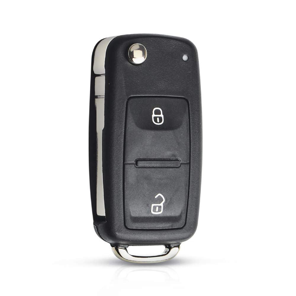 M&WXL Schlüsselgehäuse für Auto-Fernbedienung, 2 Tasten, klappbar, für VW Volkswagen Tiguan Golf Sagitar Polo MK6 mit ungeschliffenem Schlüsselbart von M&WXL