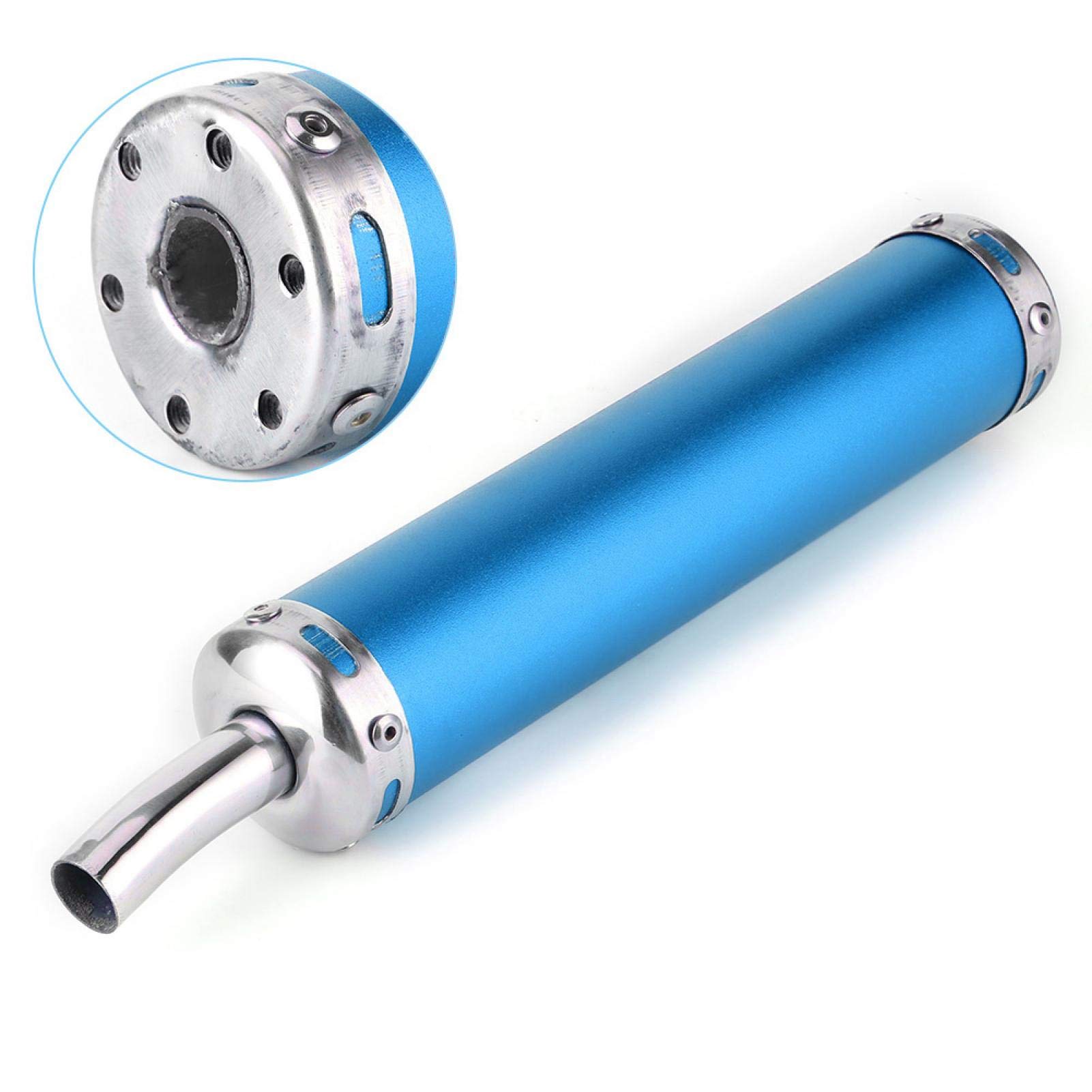 Motorrad-Auspuff, 20 mm (0,8 Zoll) modifizierte Teile Edelstahl-Schalldämpfer aus Universalstahl Glaspackung Fiberglas-Schalldämpfer Resonator für 2-Ta otorrad(Blau) von Fydun
