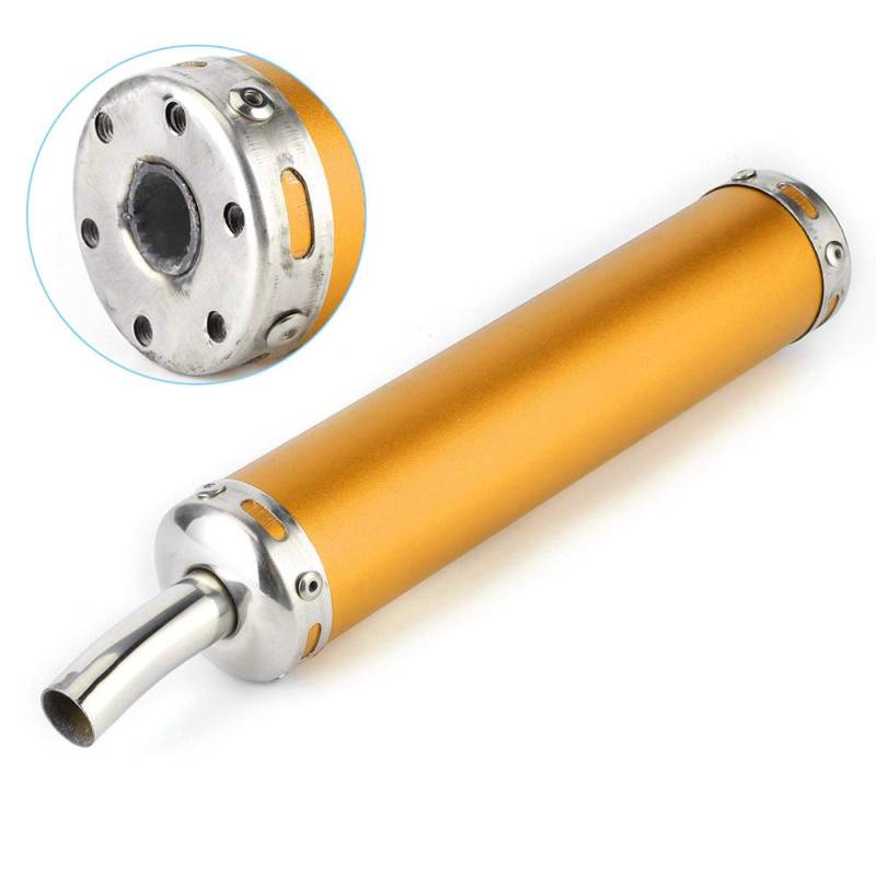 Motorrad-Auspuff, 20 mm (0,8 Zoll) modifizierte Teile Edelstahl-Schalldämpfer aus Universalstahl Glaspackung Fiberglas-Schalldämpfer Resonator für 2-Ta otorrad(Gold) von Fydun