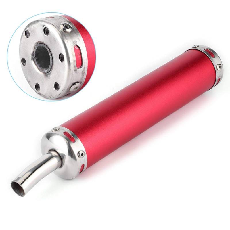 Motorrad-Auspuff, 20 mm (0,8 Zoll) modifizierte Teile Edelstahl-Schalldämpfer aus Universalstahl Glaspackung Fiberglas-Schalldämpfer Resonator für 2-Ta otorrad(rot) von Fydun