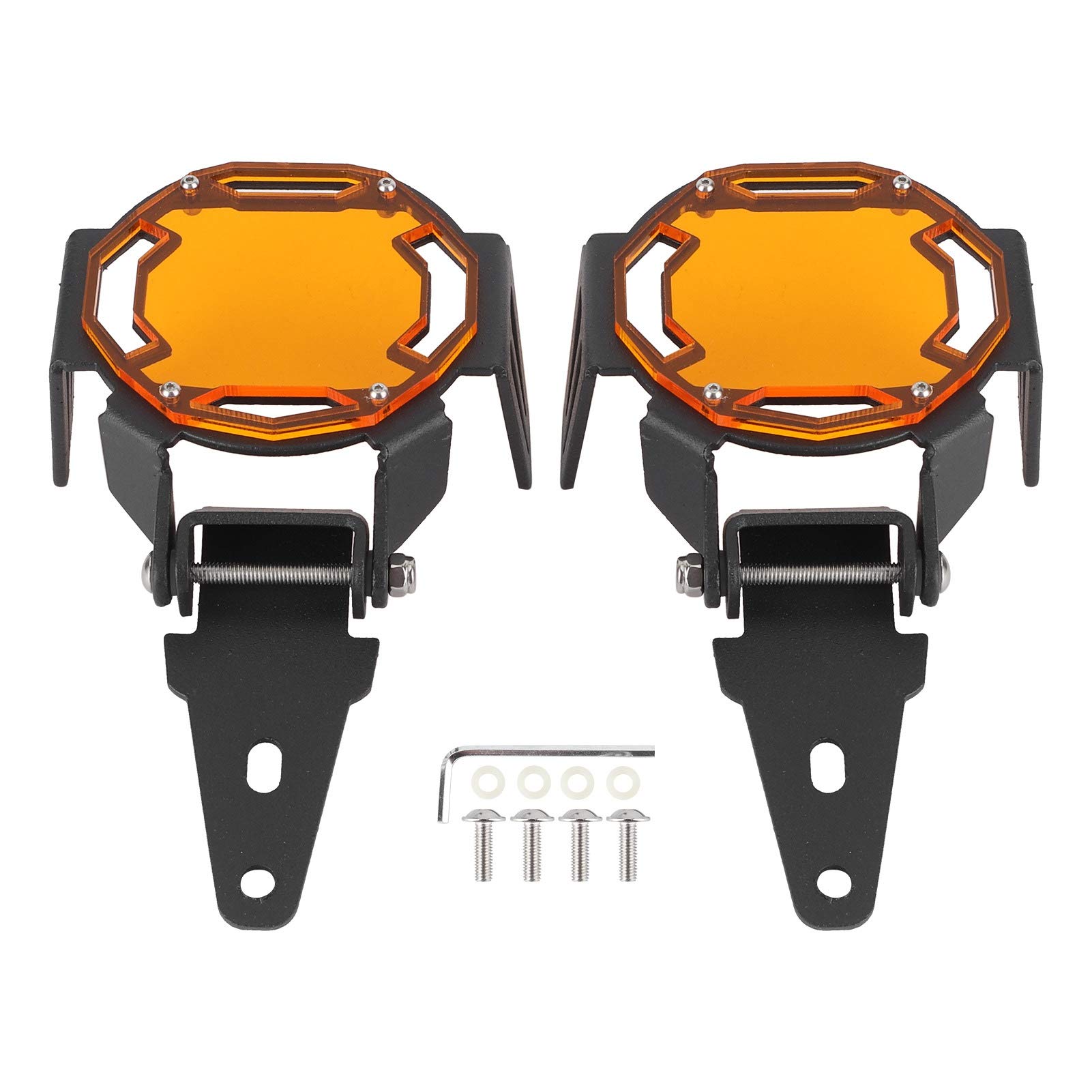 Hlyjoon Motorrad-Nebelscheinwerfer, Lichtschutz Aluminiumabdeckung LED-Lampenschutz Passend für R1200GS / R1250GS Adventure LC (Paar)(Orange) von Fydun